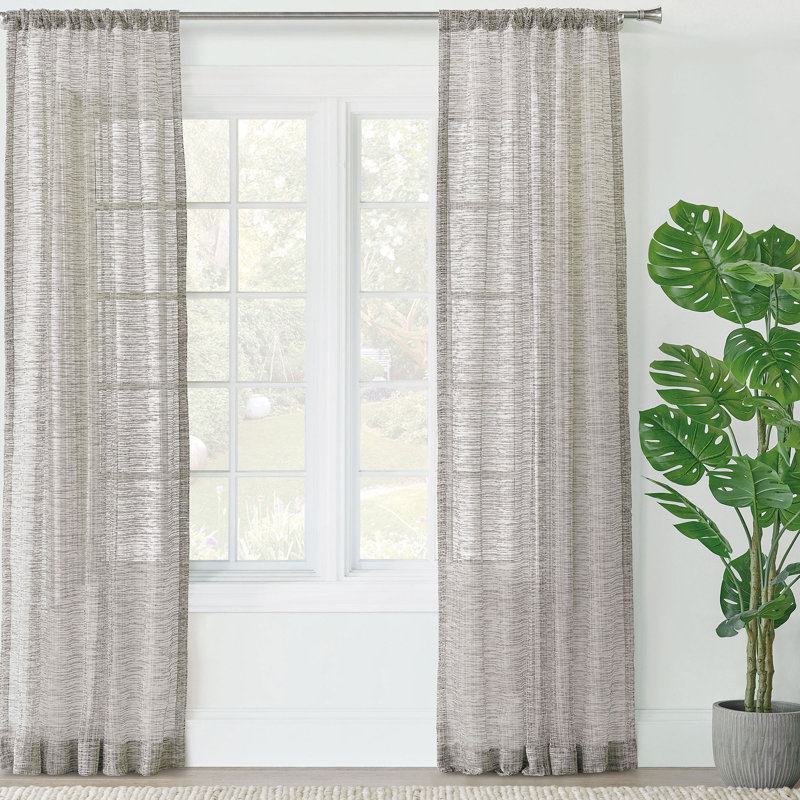 Vizcaya Cotton Blend Sheer Curtain Single Panel, 48" W x 84" L