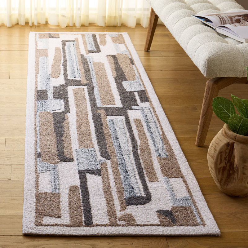 Ebony 816 Hand Tufted Wool & Cotton Abstract Rug, Runner 2'3" x 8'