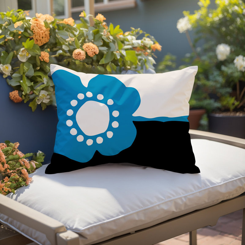 Coussin lombaire réversible intérieur / extérieur Sofi Minimalist, H 18 po x l 25 po, Turquoise