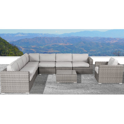Thorkil Fully Assembled Wicker 7 - Person Seating Group with Cushions