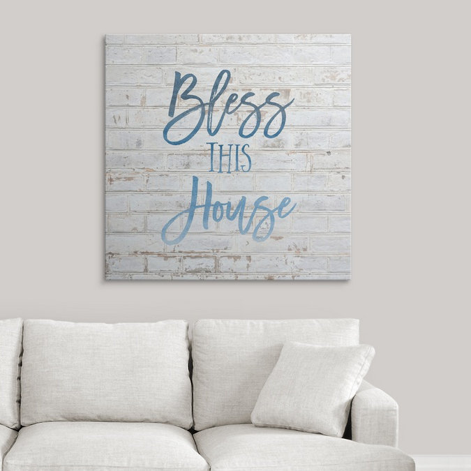« bless this house-sentiments », art textuel, H 24 po x l 24 po x P 1,5 po, Toile
