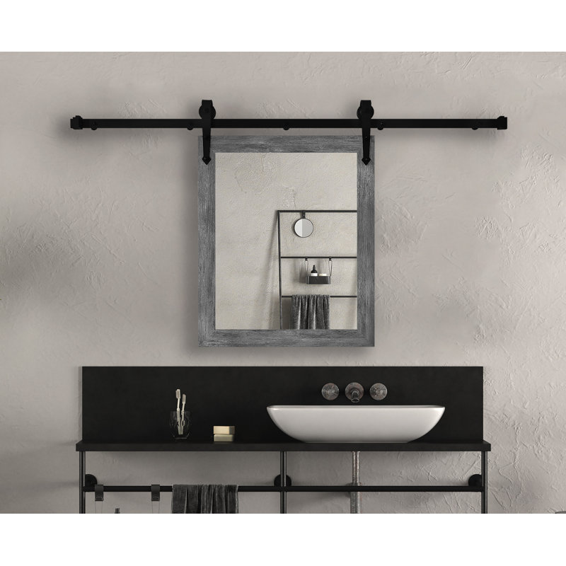 Miroir N Peace, Bois de grange gris, H 36 po x l 30 po