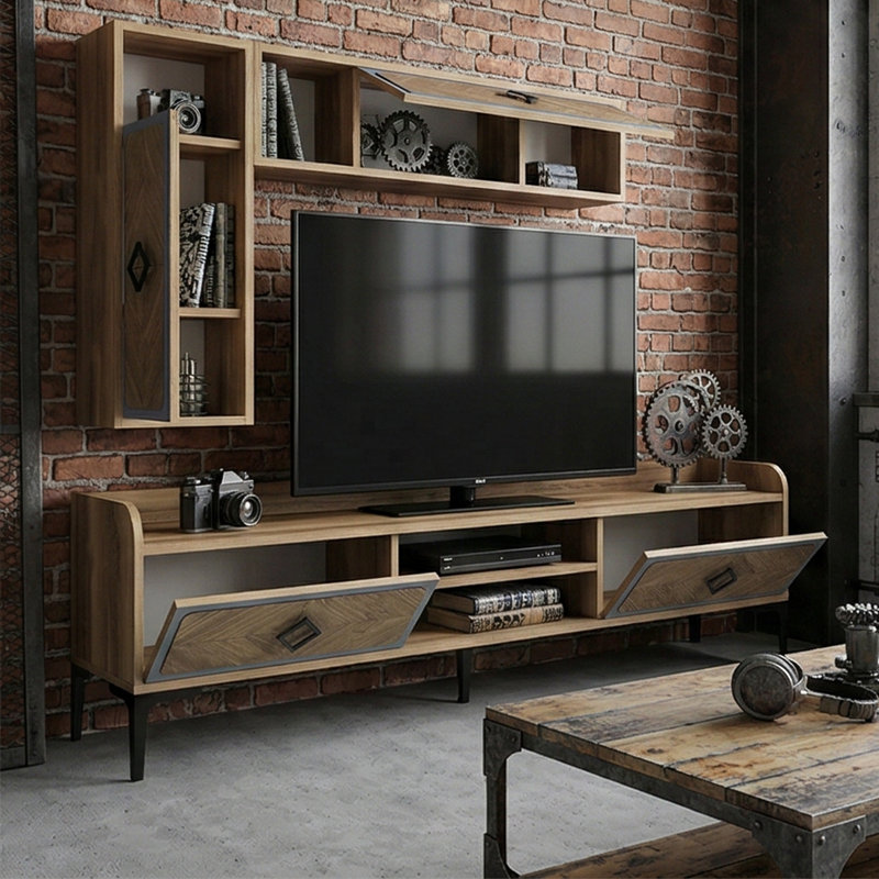 Meuble audio-vidéo à motifs Rhombus Heritage pour téléviseur de 78 po ou moins 2 pièces