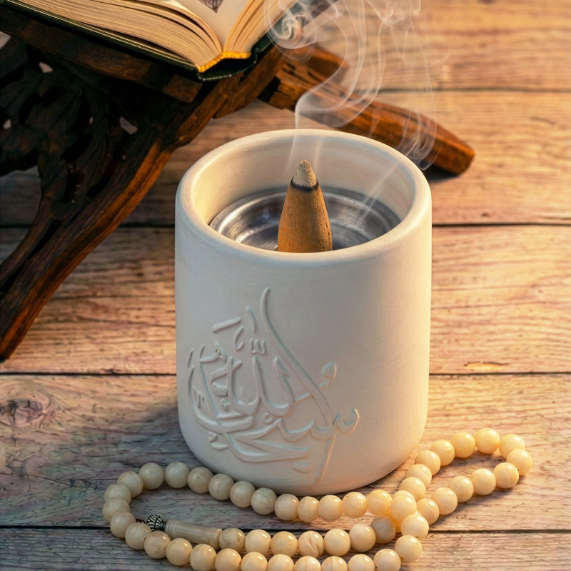 Brûleur d'encens en pierre Thuluth Calligraphy