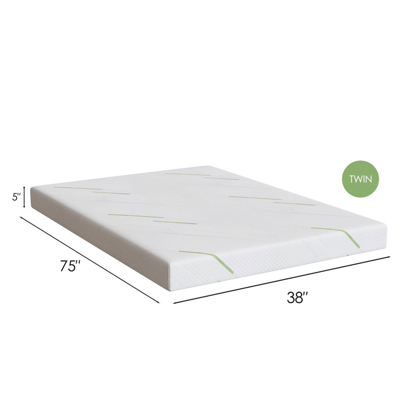 Coussin de matelas en mousse viscoélastique imprégnée de gel (taille simple, 5 pouces), Lit simple, 5"