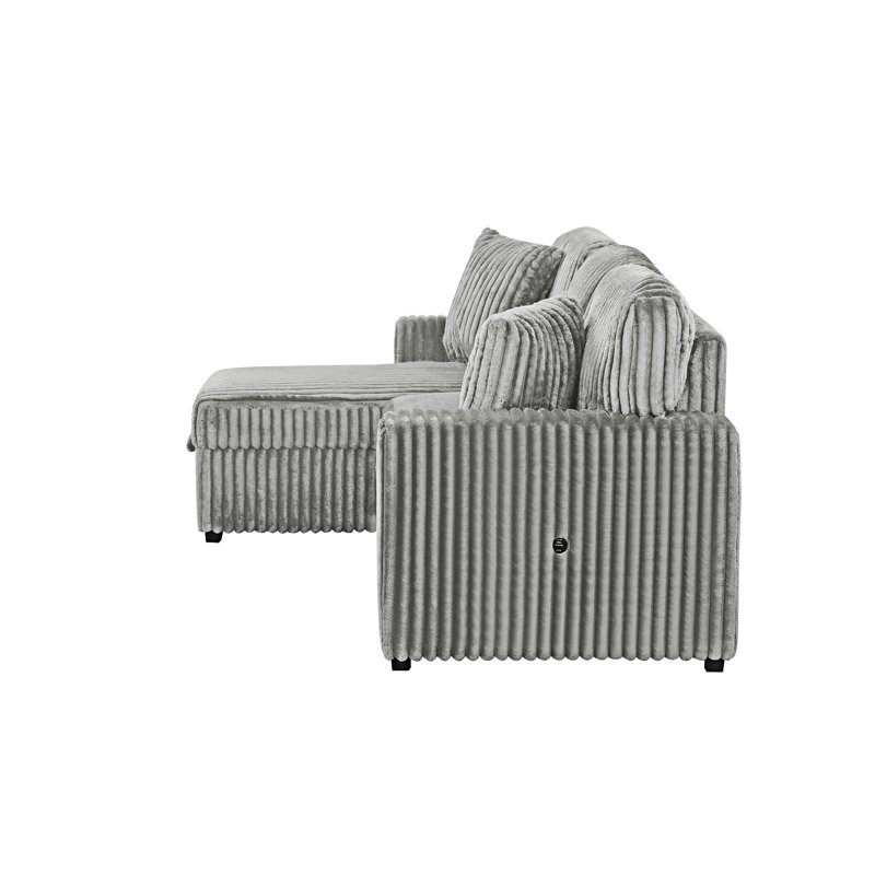 Sectional Sofa With Pull Out Sleeper, Gray