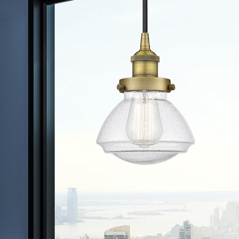 Luminaire suspendu simple à 1 lumière Caille, Laiton brossé