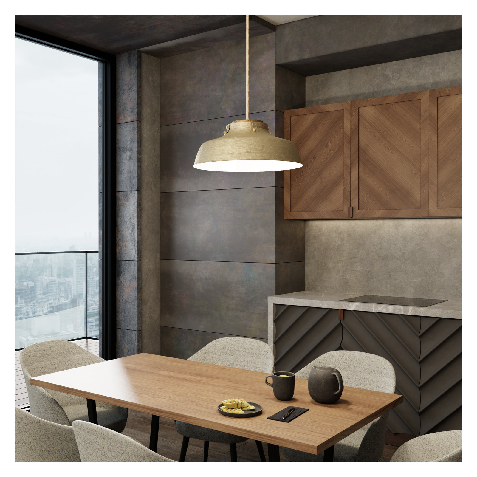 Luzon Single Light Metal Dimmable Pendant, Aged Brass