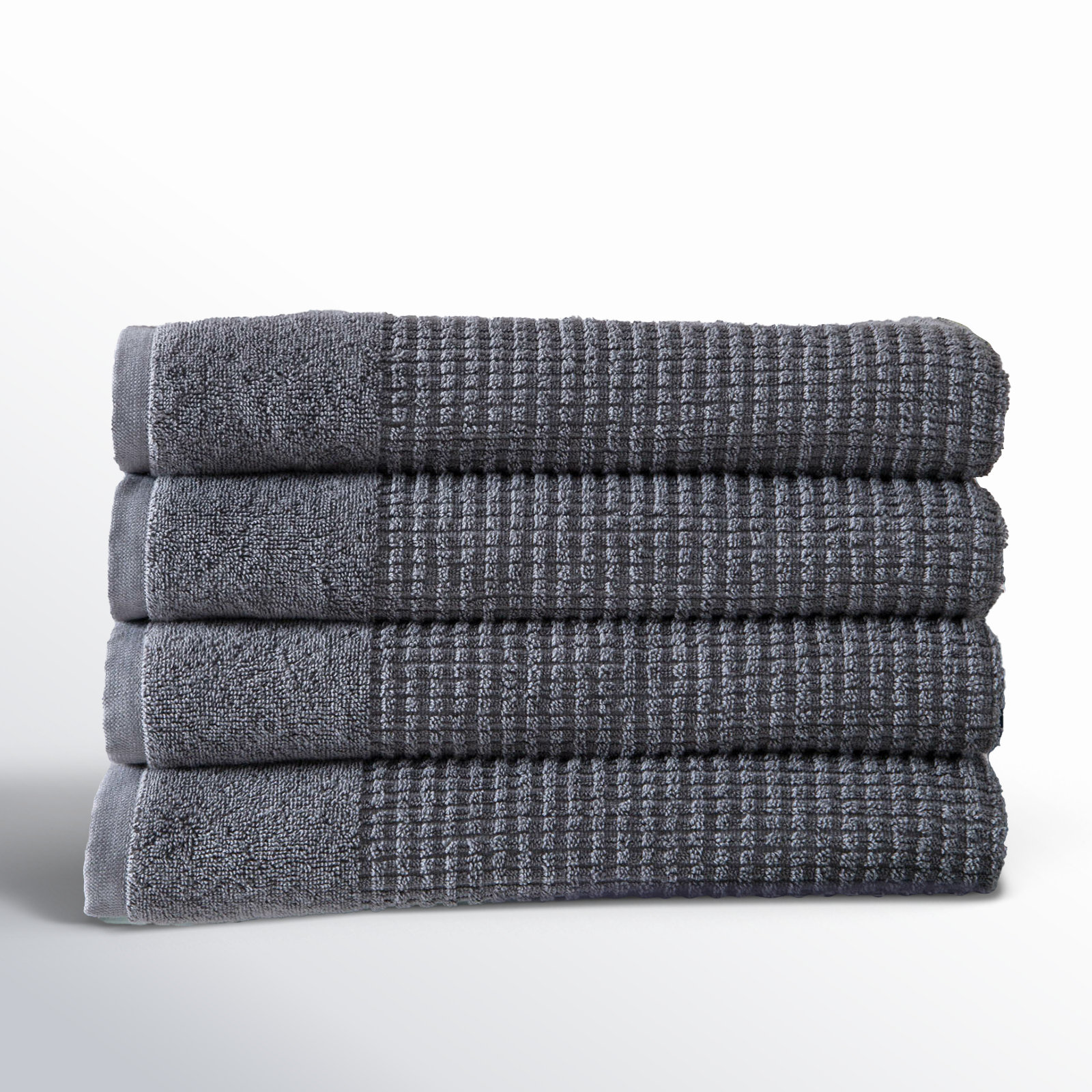 Earline 4-Piece Turkish Cotton Bath Towel Set, Gray