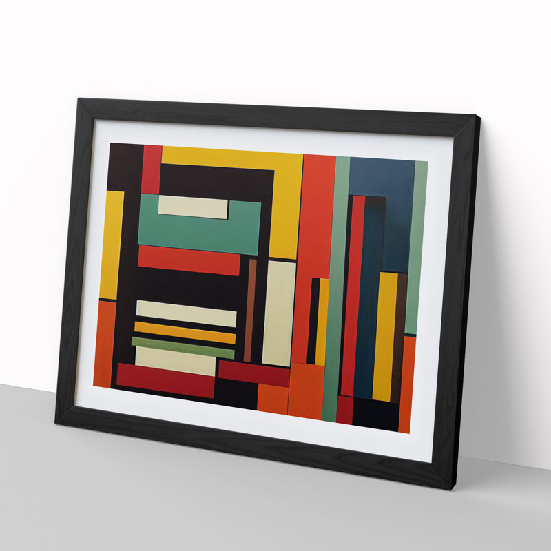 Ideal Modern Abstract - Single Picture Frame Print, Black, 46cm H x 64cm W x 2cm D