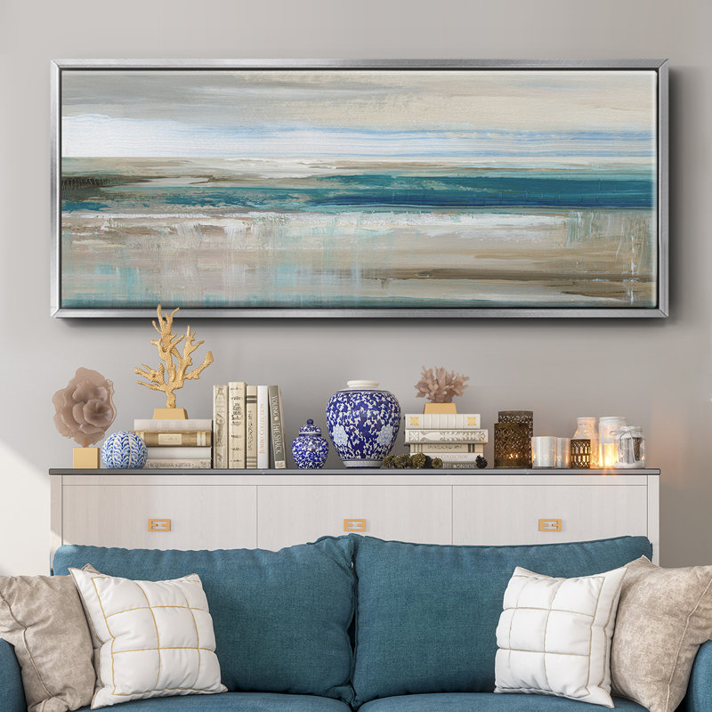 " Abstract Sea ", 8" H x 20" W x 1.5" D, Silver
