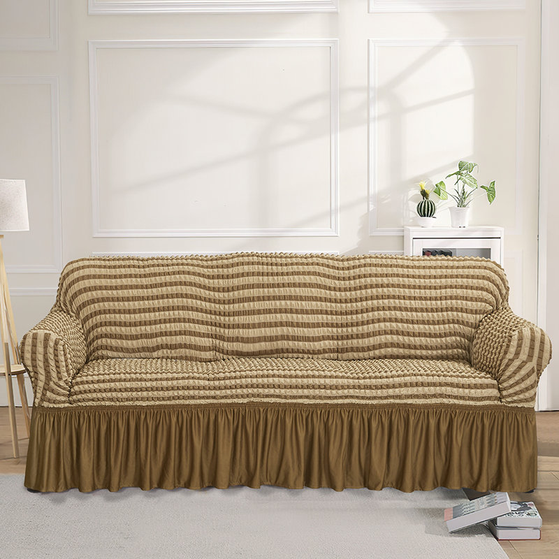 Housse pour canapé à coussins carrés / rectangulaires Bubble, Polyester brun, H 40 po x l 90,5 po x P 90 po