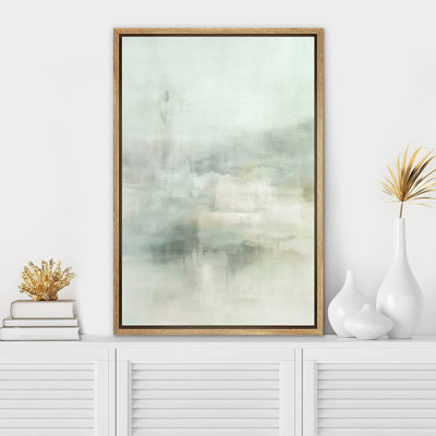 " Pastel Green Paint Stroke Landscape Abstract Shapes " Painting Print