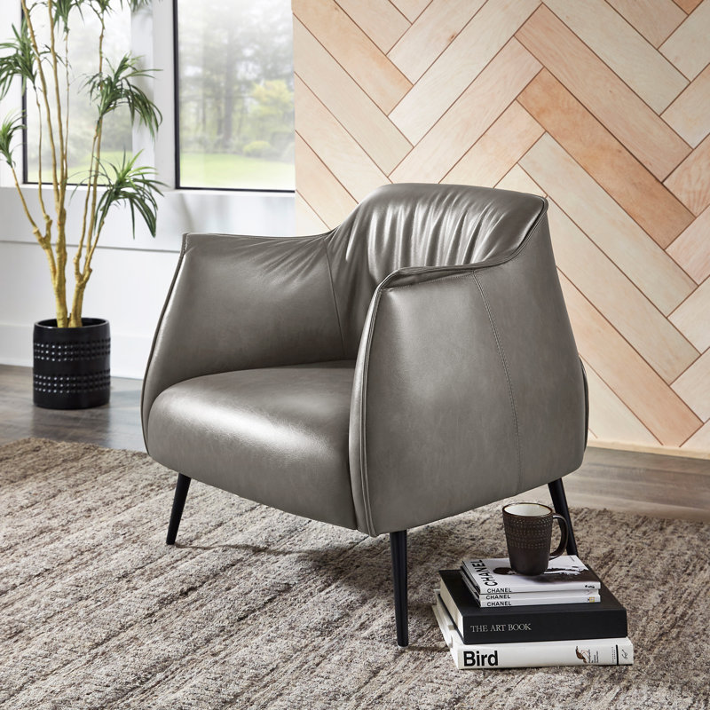 Fauteuil demi-tonneau en faux cuir Rangins, Gris