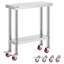 Étagère réglable en acier inoxydable 30 po x 12 po x 34 po à 3 niveaux avec 4 roulettes