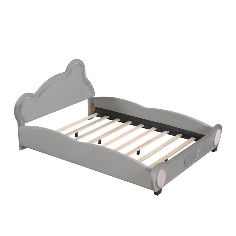 Lit plateforme en forme d'ours avec poches de rangement