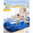 Inflatable Toddler Travel Bed with Safety Bumpers and 2-Min Auto Pump - 330-lb Capacity Portable Kids Bed - Blue-1834615278