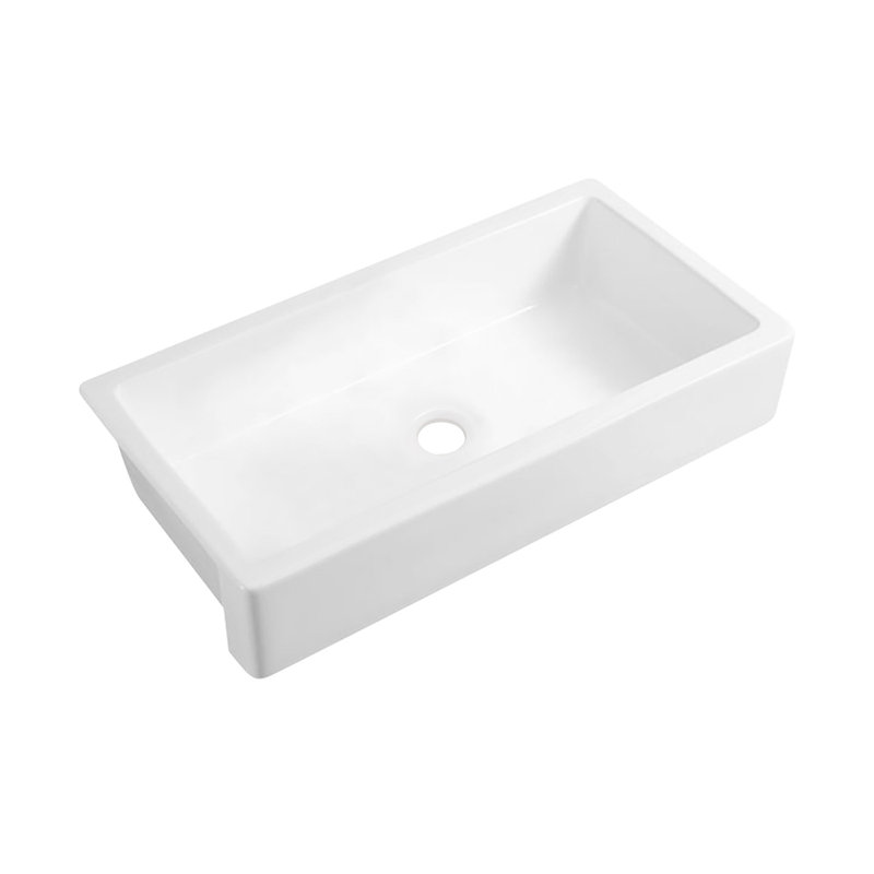 Évier de cuisine en argile réfractaire à tablier simple l 37 po x P 19 po, 37" W x 6.9" D