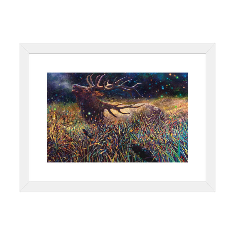 « Wapiti » par Iris Scott-impression d’art graphique, H 16 po x l 24 po x P 1 po, Papier encadré blanc, Blanc