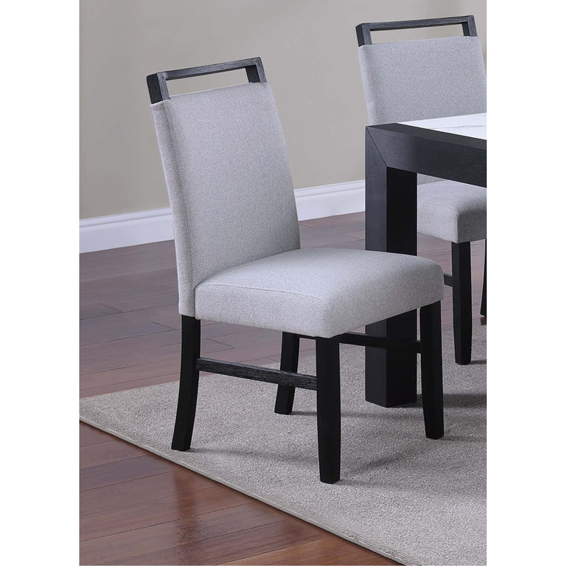 Chaise rembourrée en tissu doux avec pieds en bois gris anthracite