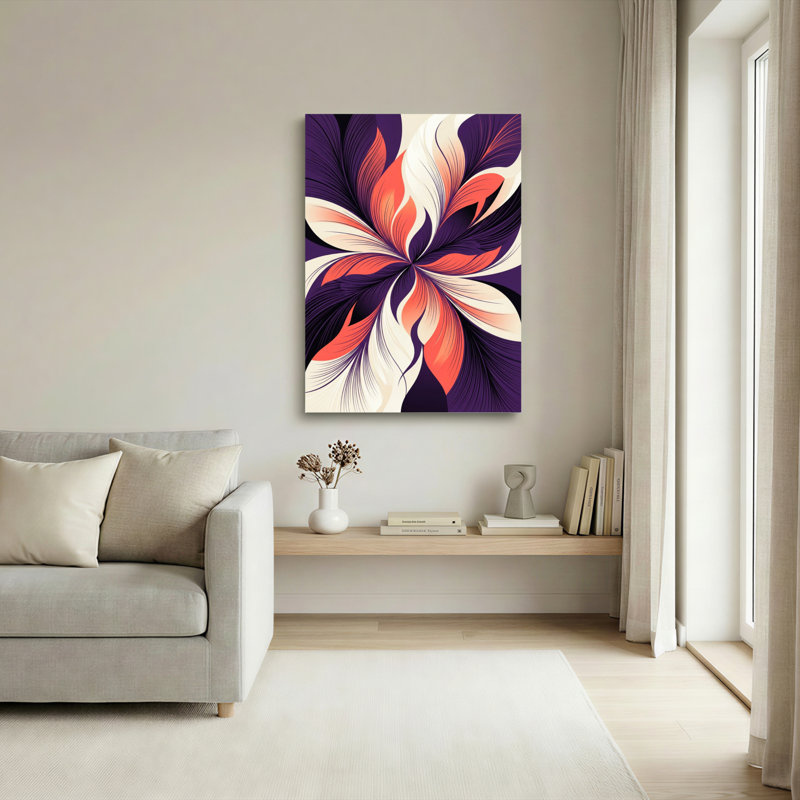 Ensemble de 1 tableau sur toile à motif floral abstrait, H 18 po x l 12 po