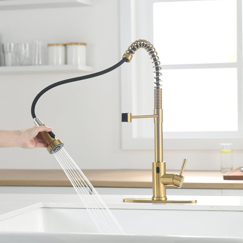 GAWEZA Pull Down Touchless Kitchen Faucet, Brushed Gold