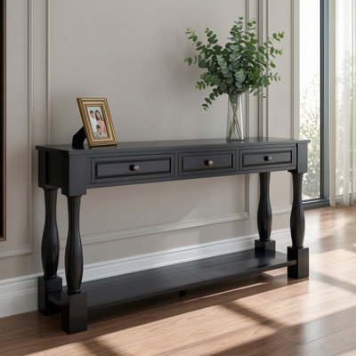 Console de 63 po de largeur avec 3 tiroirs et une tablette inférieure pour le vestibule