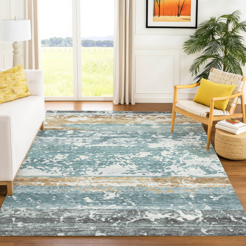 Tapis intérieur / extérieur lavable à la machine Lanphear ACN2398, Rectangle 10 pi x 14 pi