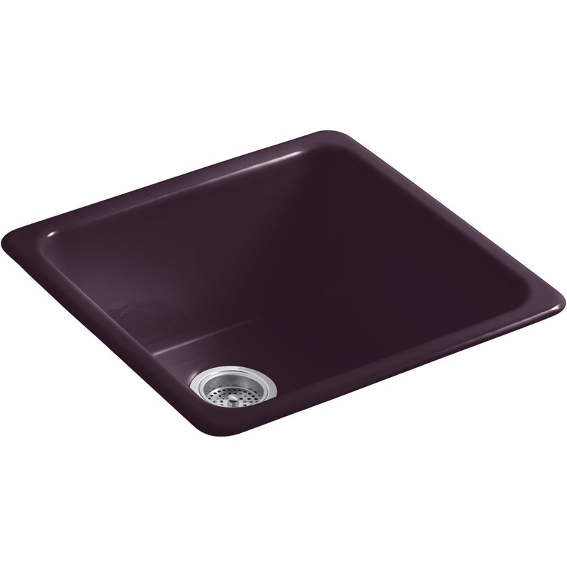 IronTones 20.875" x 20.875" x 10" Top-/Under-Mount Single-Bowl Kitchen Sink, Prune noire