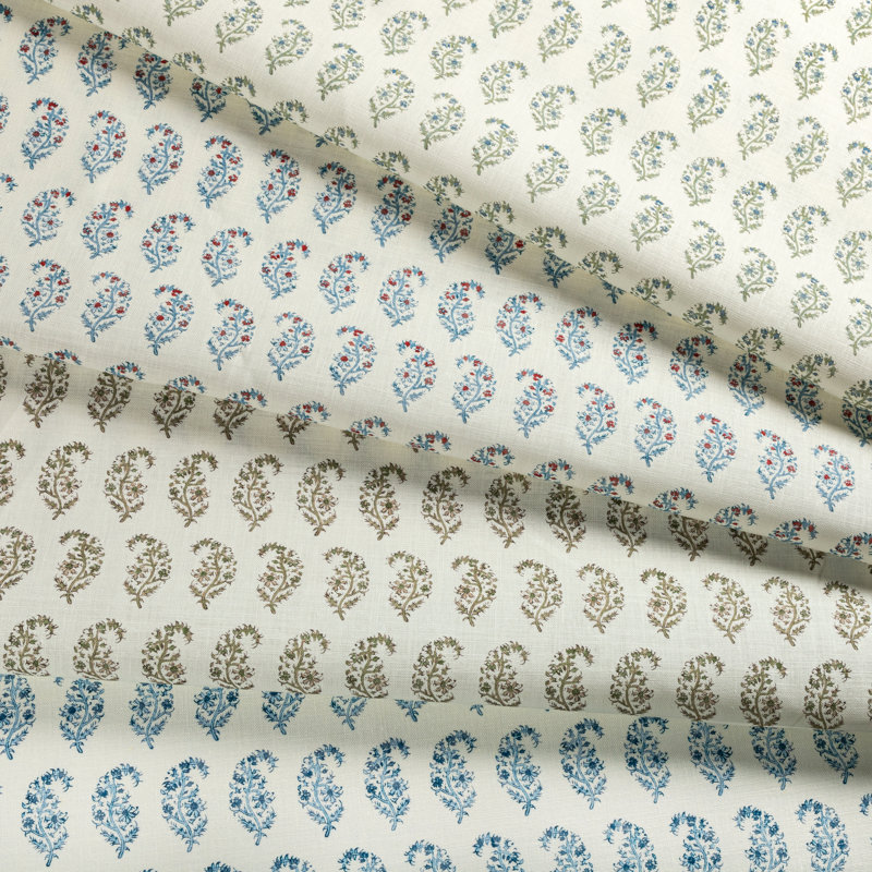 Indiennes Paisley Fabric, Berry