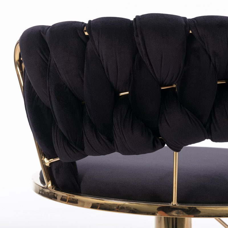 Ensemble de 2 tabourets de bar, avec velours de levage mécanique réglable en hauteur et tabouret de bar simple Golden Leg - noir
