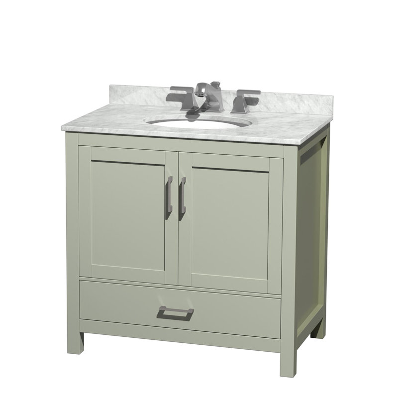 Sheffield 36" Single Bathroom Vanity Set with Mirror, Green Incorrect, Oval, Centerset