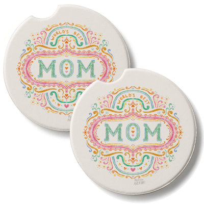 World's Best Mom 2 Pack Absorbent Stone Car Coasters