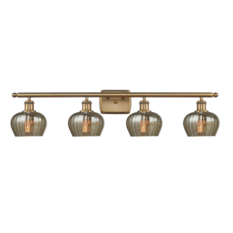 Éclairage de salle de bain à intensité variable 4 lumières Lyman, Ampoule DEL 6 watts Vinage, Laiton brossé, Mercure