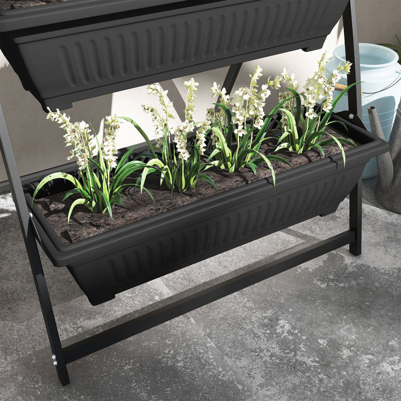 Raised Garden Bed - Jardinière verticale à 4 niveaux pour légumes, fleurs et herbes qui poussent en noir