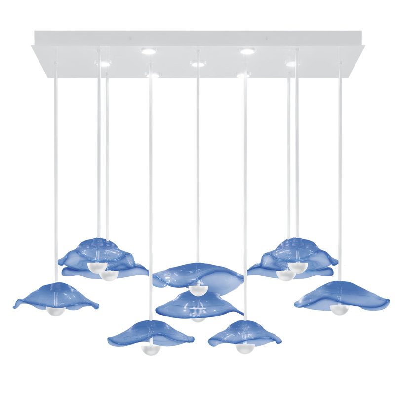 Embark 17 - Light LED Kitchen Island Pendant, White Lacquer, Blue