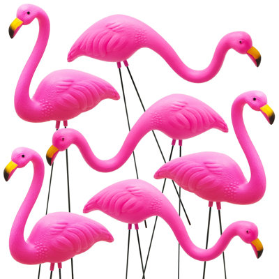 Petit ensemble de 6 piquets de jardin rose flamant rose