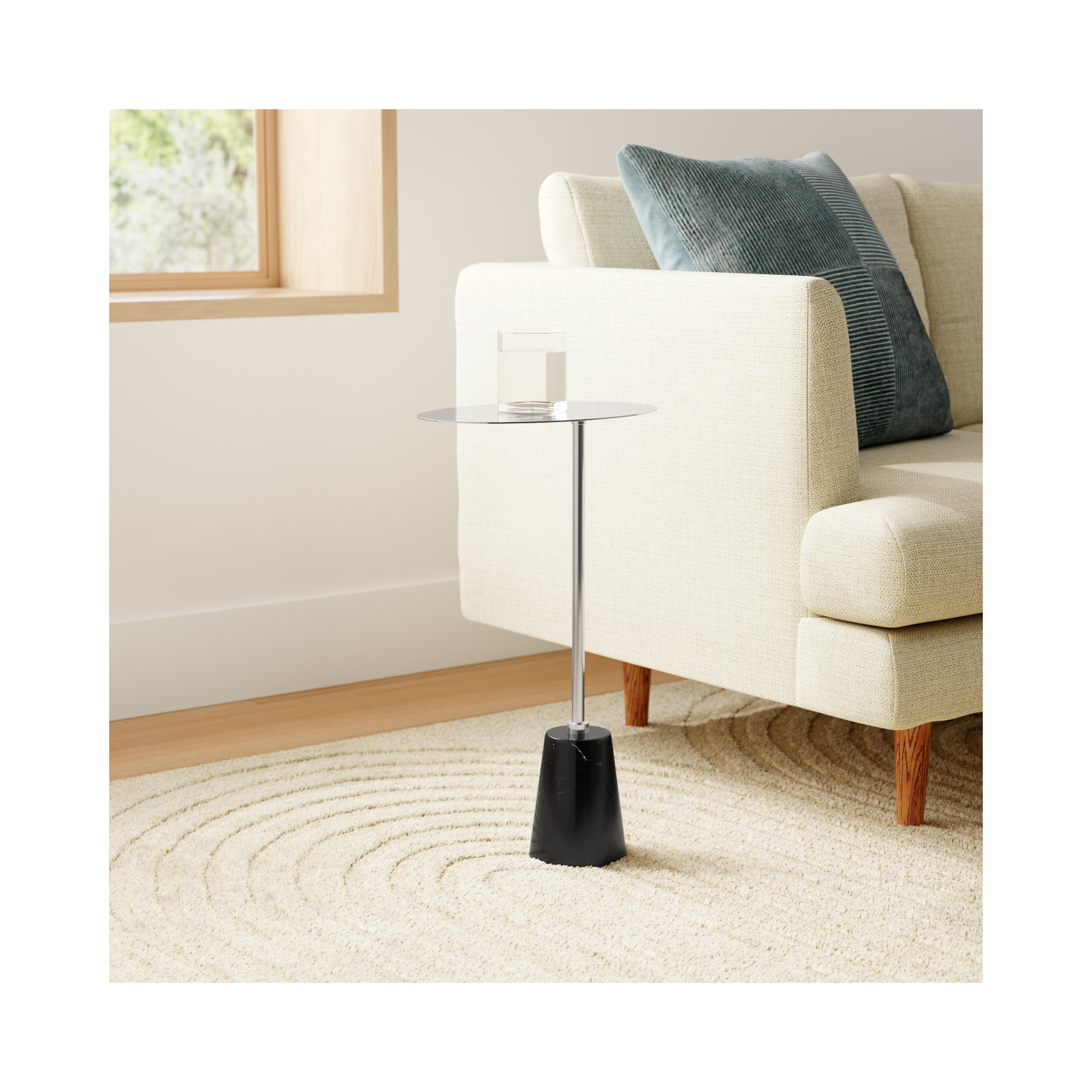 Churchill End Table, Black, Silver/Gray