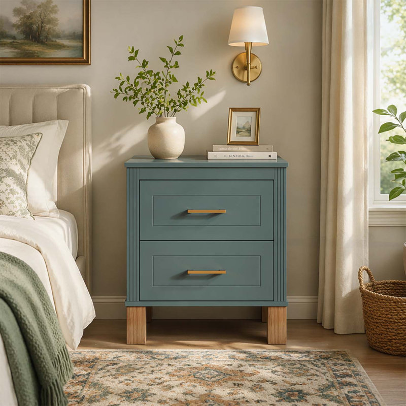 Table de chevet en bois, parfaite pour le rangement dans la chambre à coucher et le salon, Blue