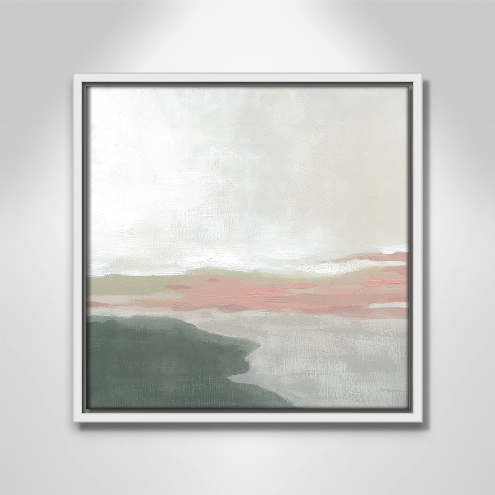 Carley "Still Lake" Painting by Carol Robinson, 13.5" H x 13.5" W x 2" D, White