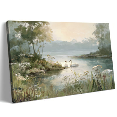 Élégant art mural cygne, impressions sur toile classiques, art animalier rétro serein, photo sophistiquée pour chambre à coucher, maison de campagne, chambre de bébé, salle de bain, 12 x 16 pouces