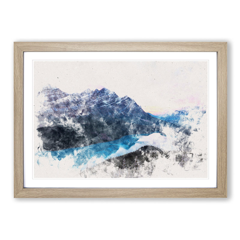Peyto Lake in Alberta Canada - Picture Frame Painting Print, Oak Framed, 33cm H x 45cm W x 2cm D