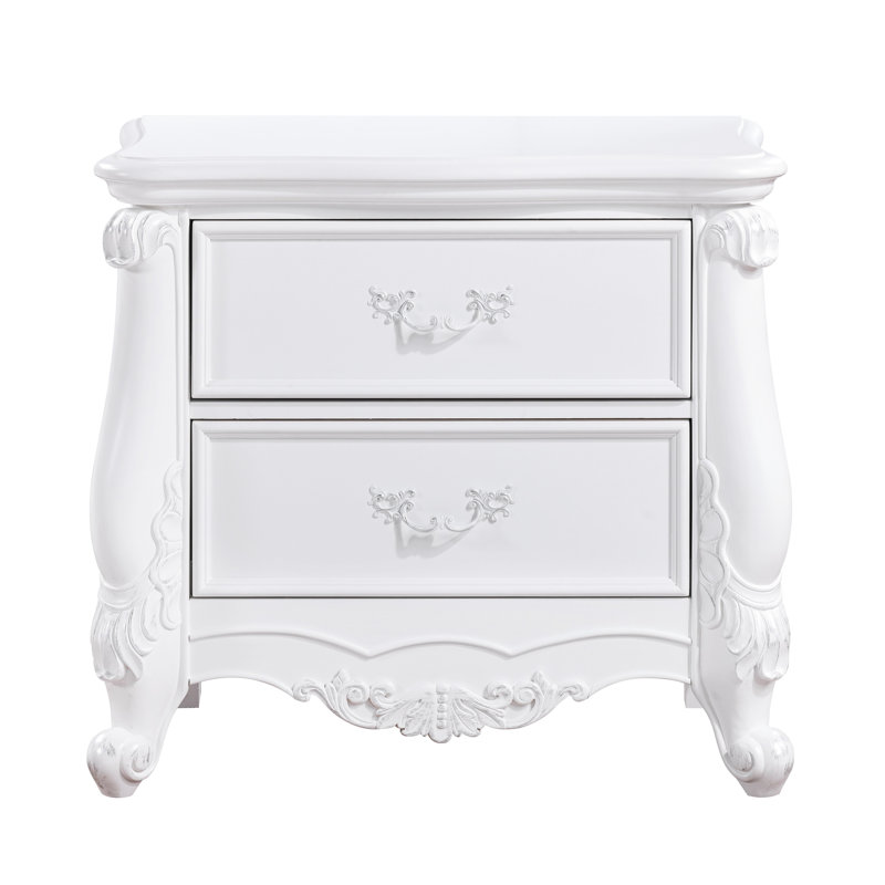Table de chevet à finition blanche pour chambre à coucher - Option de hauteur de 30 pouces polyvalente avec tiroir à doublure lisse