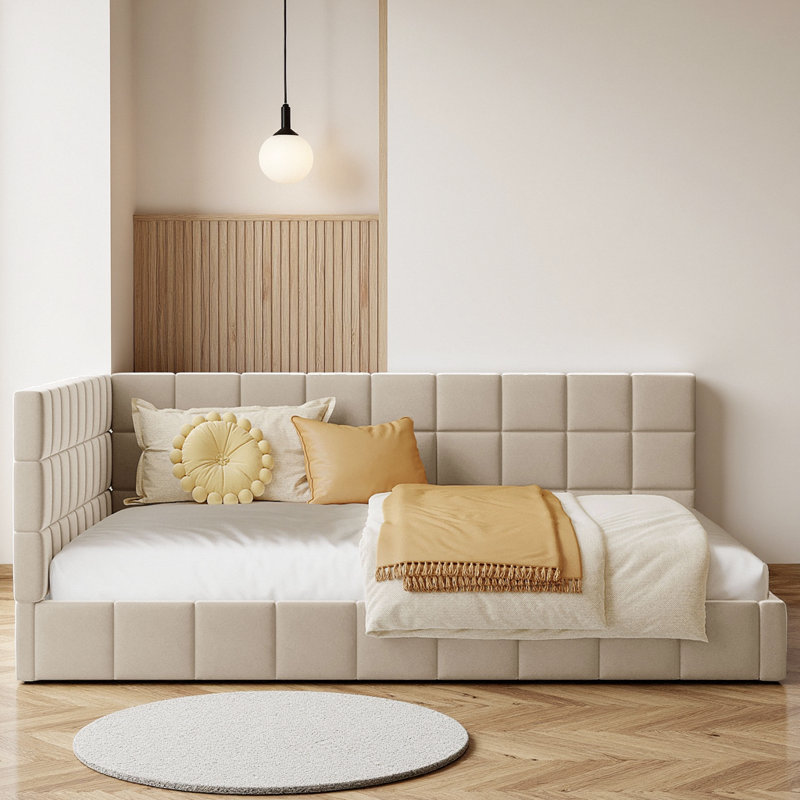 Lit plateforme tapissier Classic, Beige