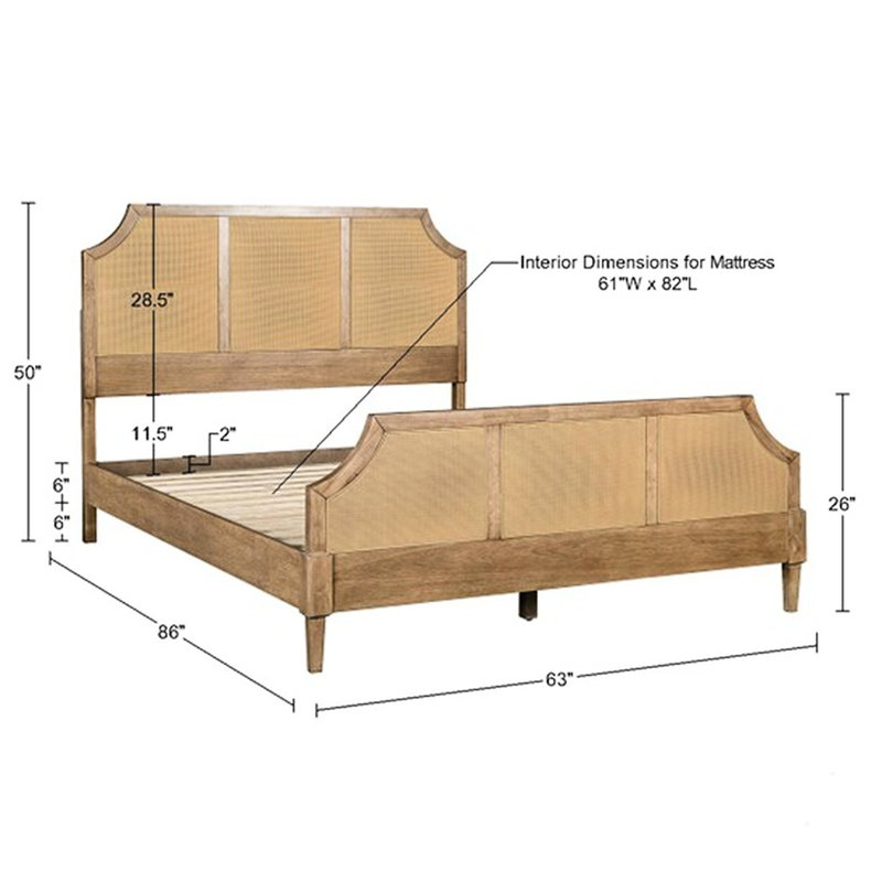 Grand lit plateforme en toile de canne tissée Airy