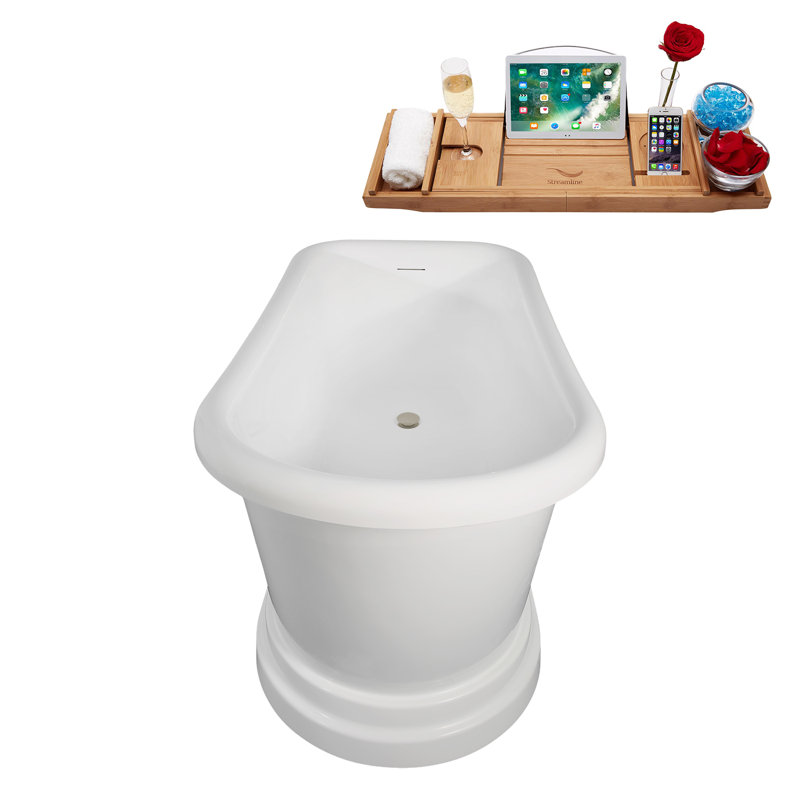 Baignoire autoportante 59 "avec drain interne Streamline, Nickel brossé
