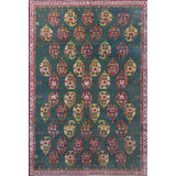 Tribal Paisley Pattern Antique Green Color Indian Agra Rug