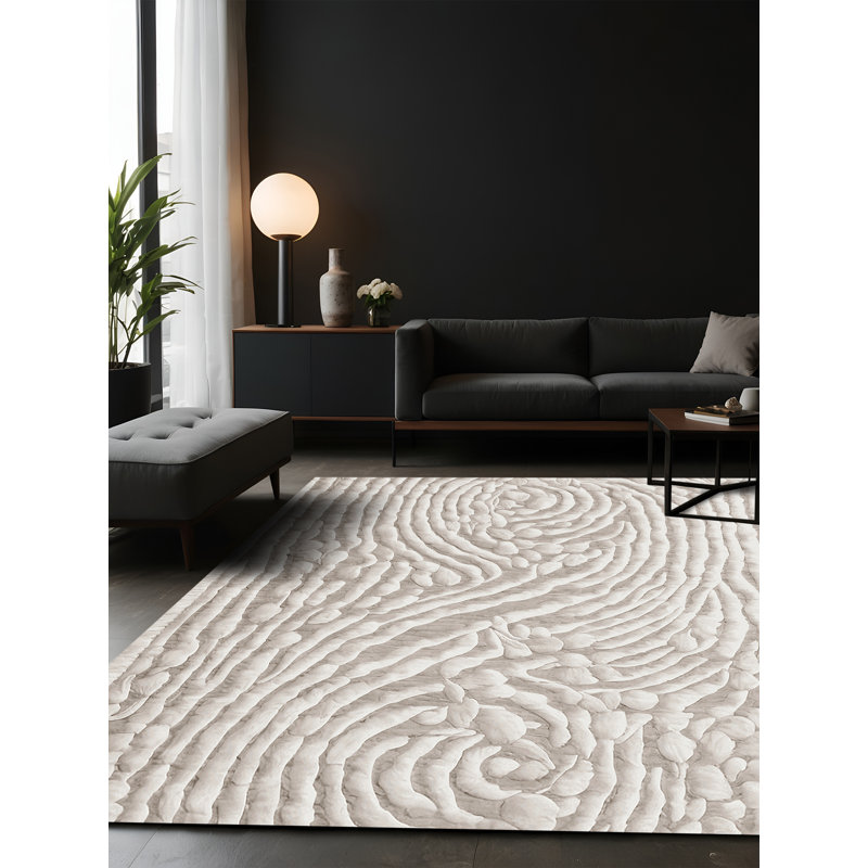 Tapis gris soyeux et moelleux, Carré 7 pi