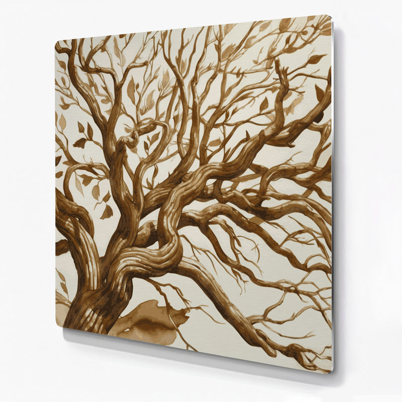 Art mural en métal avec branches de figuier botanique, H 144 po x l 144 po x P 0,05 po