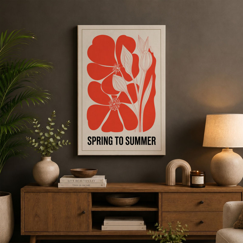 Spring to Summer Botanical - Wrapped Canvas, 18x12 - 45.7 x 30.5 cm, Cream Border